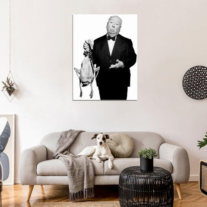 Alfred Hitchcock Duck BW Portrait Movie Legend Wall Art Print Poster