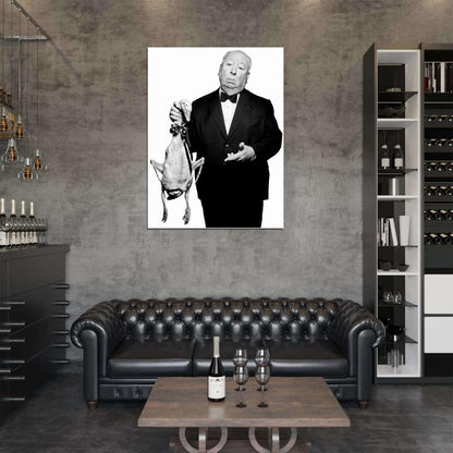 Alfred Hitchcock Duck BW Portrait Movie Legend Wall Art Print Poster