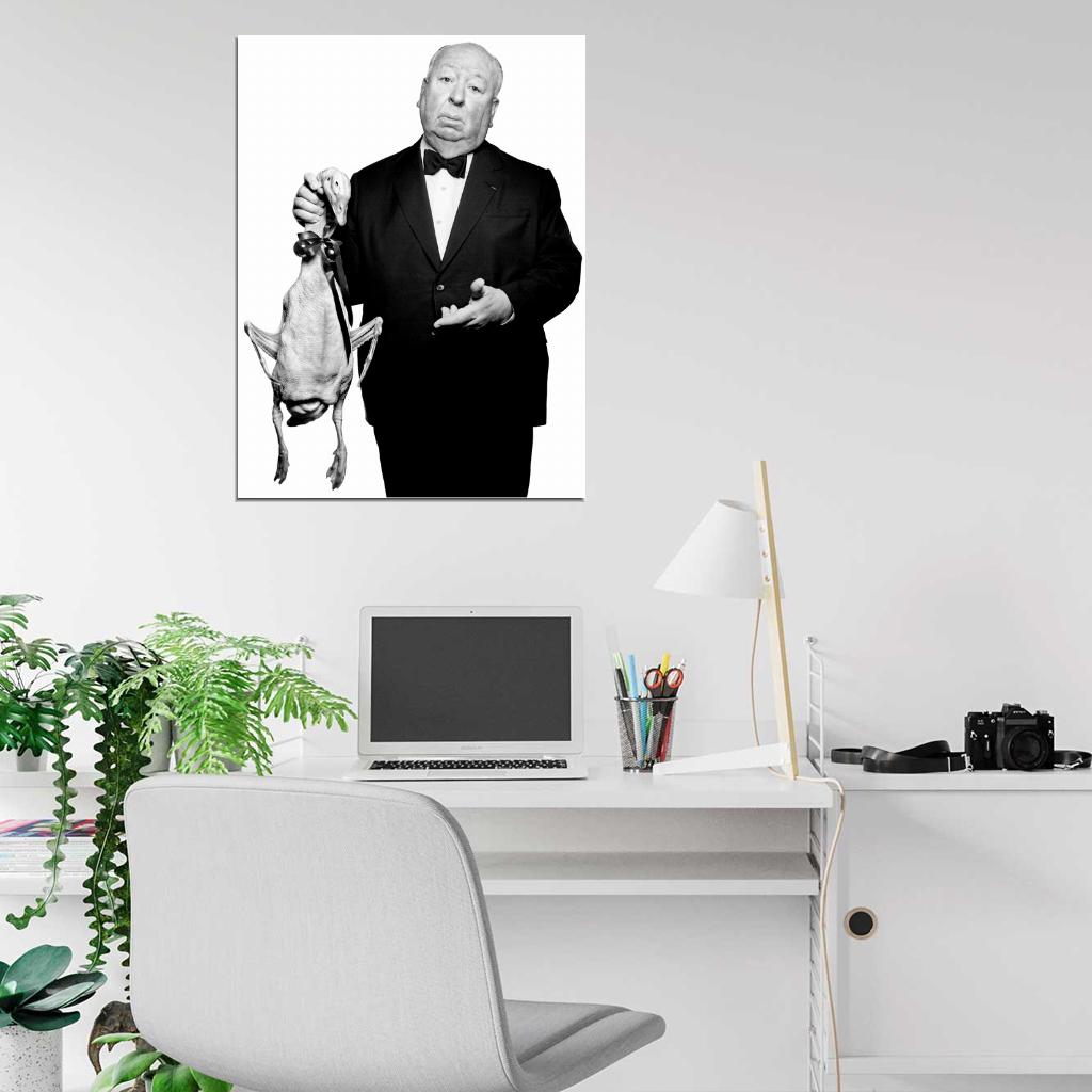 Alfred Hitchcock Duck BW Portrait Movie Legend Wall Art Print Poster