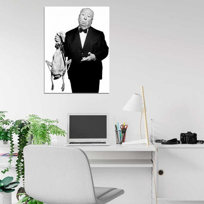 Alfred Hitchcock Duck BW Portrait Movie Legend Wall Art Print Poster