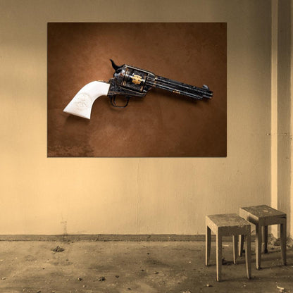 Colt Single Action Army Beautiful Engraved Peacemaker Revolver Gun Weapon Wall Art Print Poster