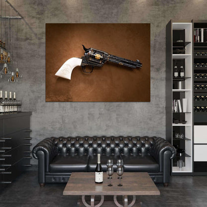 Colt Single Action Army Beautiful Engraved Peacemaker Revolver Gun Weapon Wall Art Print Poster