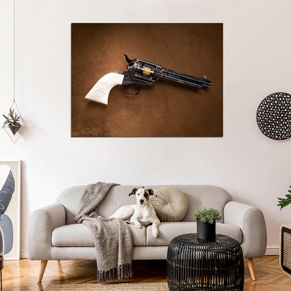 Colt Single Action Army Beautiful Engraved Peacemaker Revolver Gun Weapon Wall Art Print Poster
