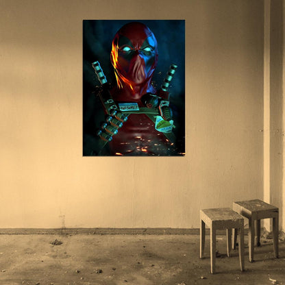 Deadpool Awesome Portrait Dark Amazing Art Wall Art Print Poster