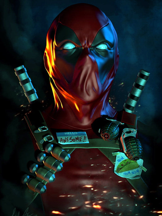 Deadpool Awesome Portrait Dark Amazing Art Wall Art Print Poster