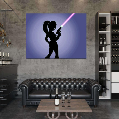 Futurama Turanga Leela Amazing Silhouette Gun Hot Purple Art Wall Art Print Poster