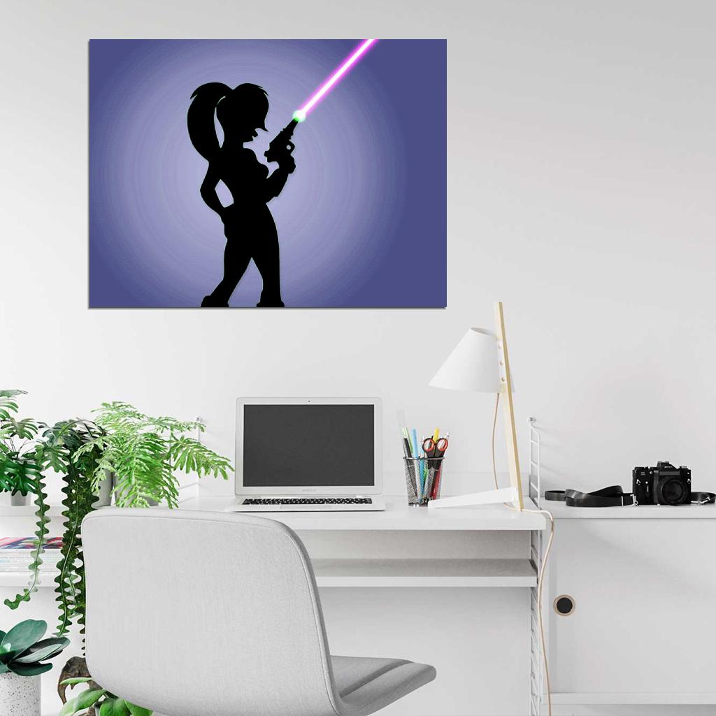 Futurama Turanga Leela Amazing Silhouette Gun Hot Purple Art Wall Art Print Poster