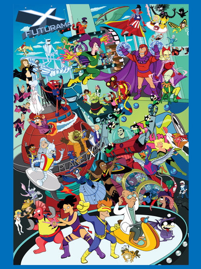 Futurama All Characters Superhero Full Cast Amazing Cool Art Wall Art Print Poster