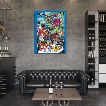Futurama All Characters Superhero Full Cast Amazing Cool Art Wall Art Print Poster