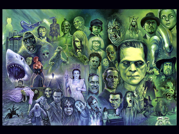 Classic Retro Horror Movies Characters Painting Art Wall Art Print Poster