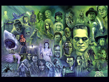 Classic Retro Horror Movies Characters Painting Art Wall Art Print Poster