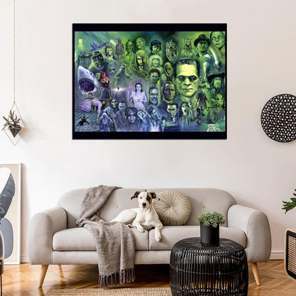 Classic Retro Horror Movies Characters Painting Art Wall Art Print Poster
