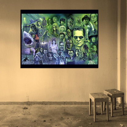 Classic Retro Horror Movies Characters Painting Art Wall Art Print Poster