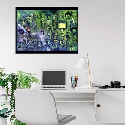 Classic Retro Horror Movies Characters Painting Art Wall Art Print Poster