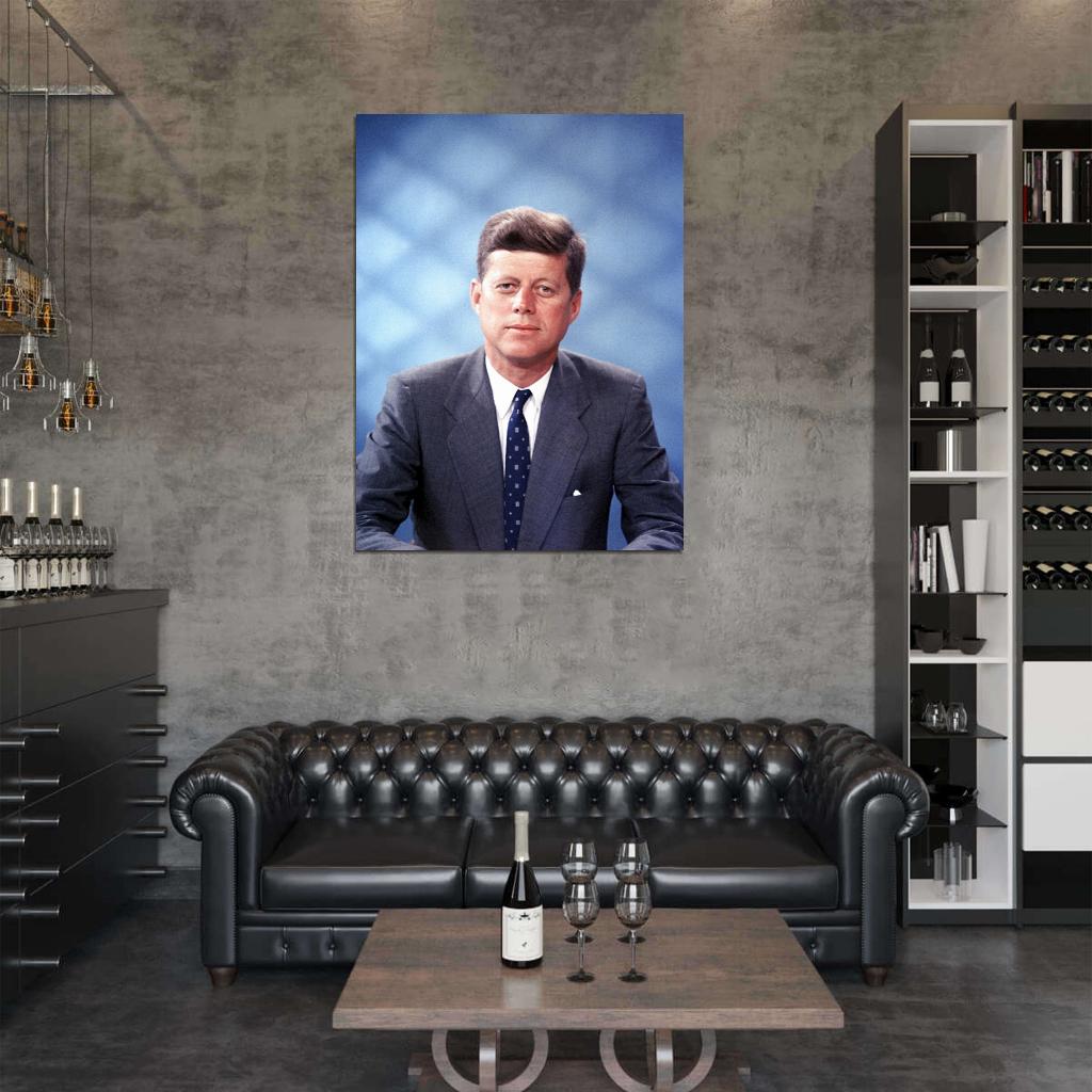 John F. Kennedy Color Portrait JFK President Retro USA Wall Art Print Poster