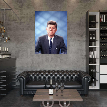 John F. Kennedy Color Portrait JFK President Retro USA Wall Art Print Poster
