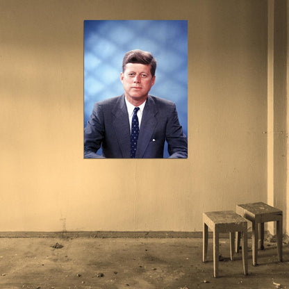 John F. Kennedy Color Portrait JFK President Retro USA Wall Art Print Poster