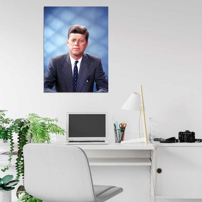 John F. Kennedy Color Portrait JFK President Retro USA Wall Art Print Poster