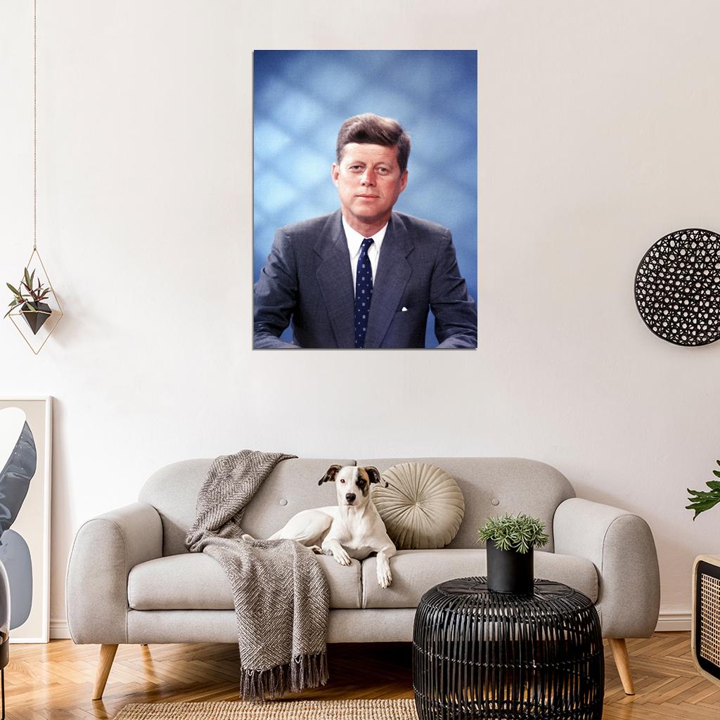 John F. Kennedy Color Portrait JFK President Retro USA Wall Art Print Poster