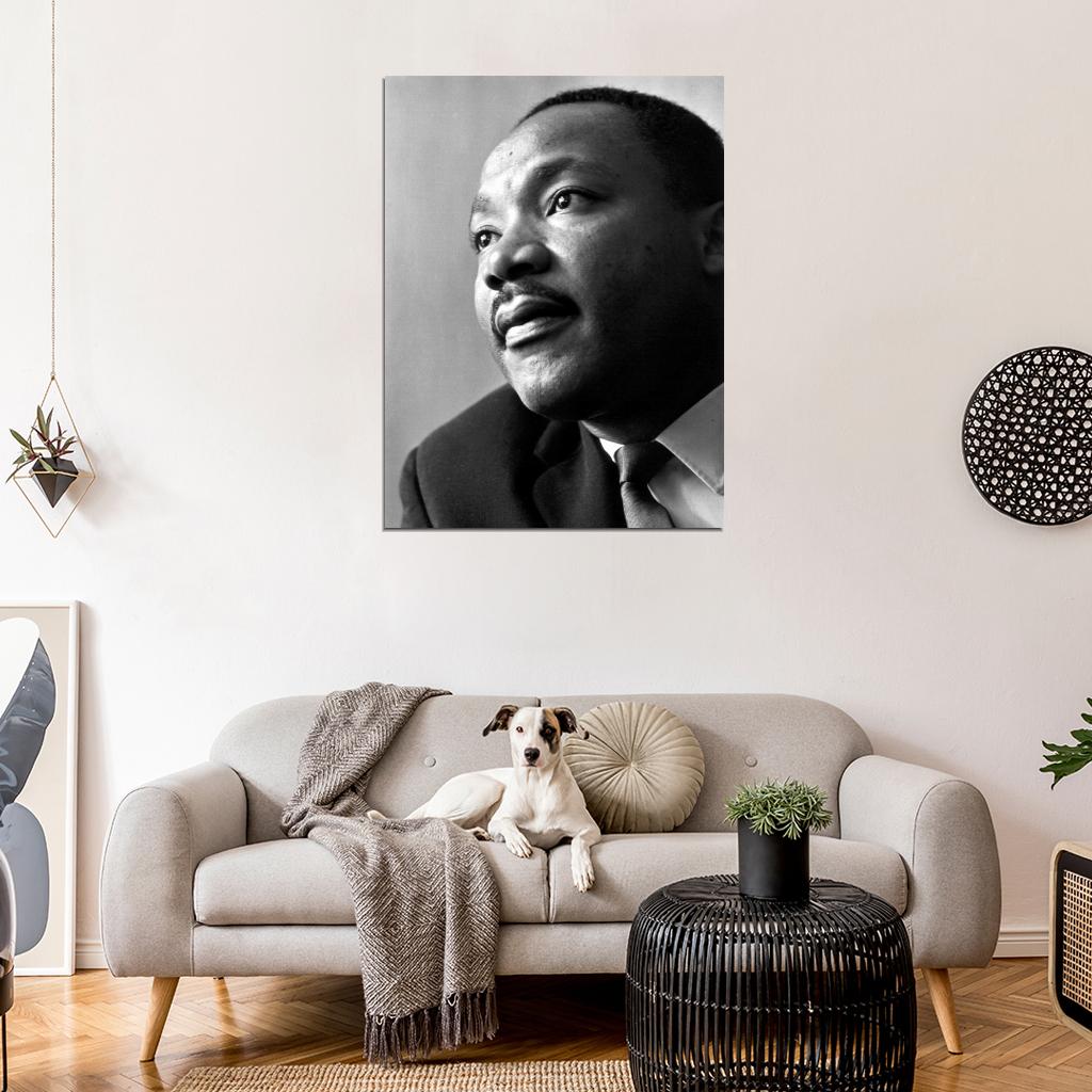 Martin Luther King Jr African-American Leader BW Portrait Retro Wall Art Print Poster