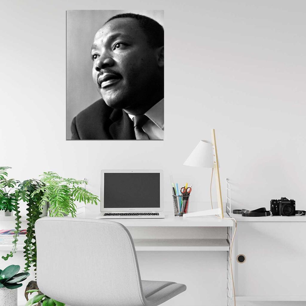 Martin Luther King Jr African-American Leader BW Portrait Retro Wall Art Print Poster