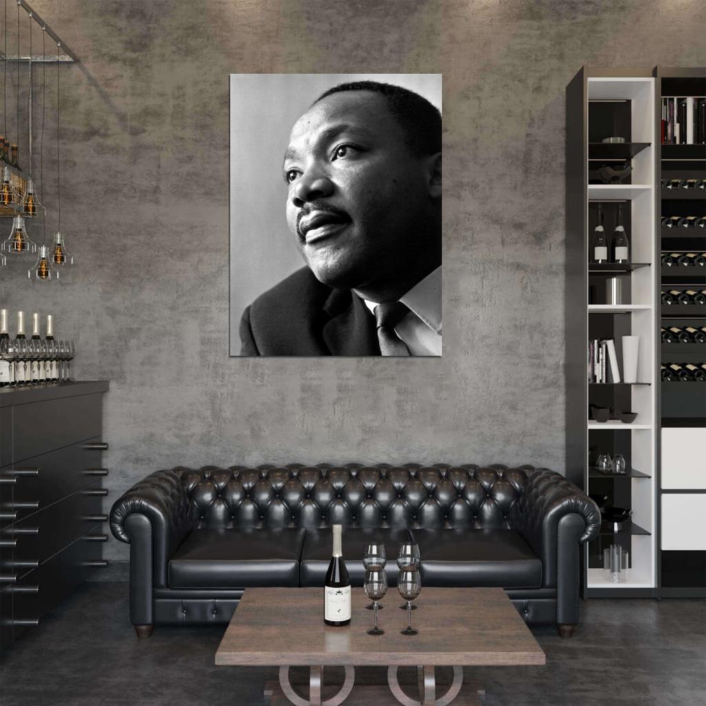 Martin Luther King Jr African-American Leader BW Portrait Retro Wall Art Print Poster