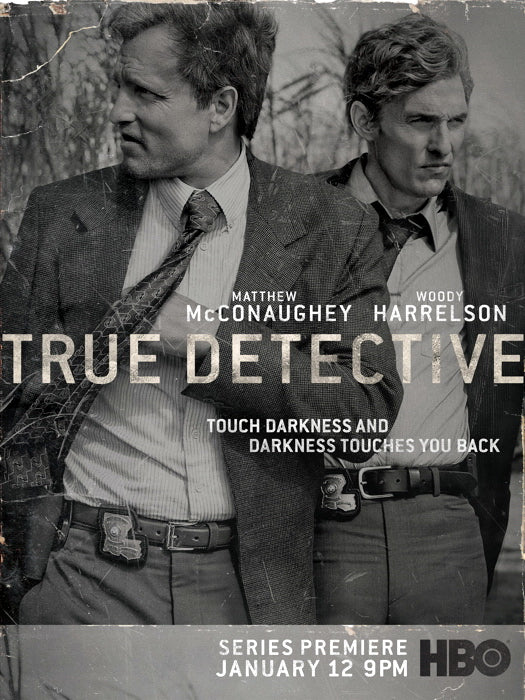 True Detective Matthew McConaughey Woody Harrelson TV Series BW Vintage Wall Art Print Poster