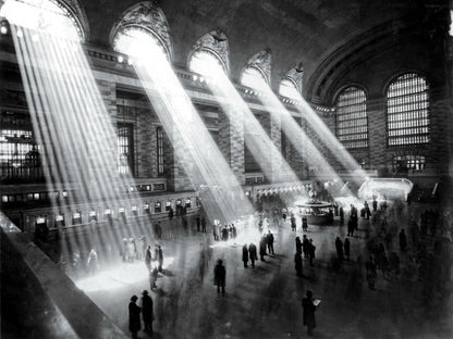 NYC Grand Central Station 1929 Lights Retro Photo BW New York Wall Art Print Poster