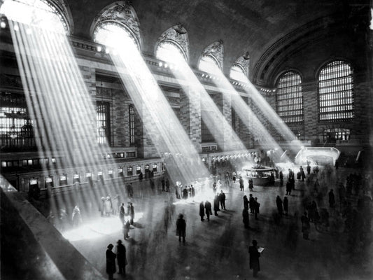 NYC Grand Central Station 1929 Lights Retro Photo BW New York Wall Art Print Poster