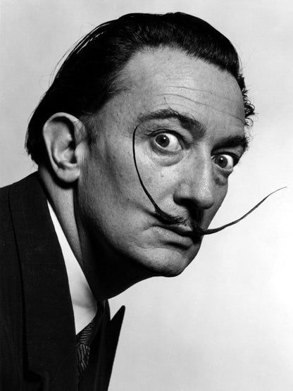 Salvador Dali Moustache Portrait BW Retro Wall Art Print Poster