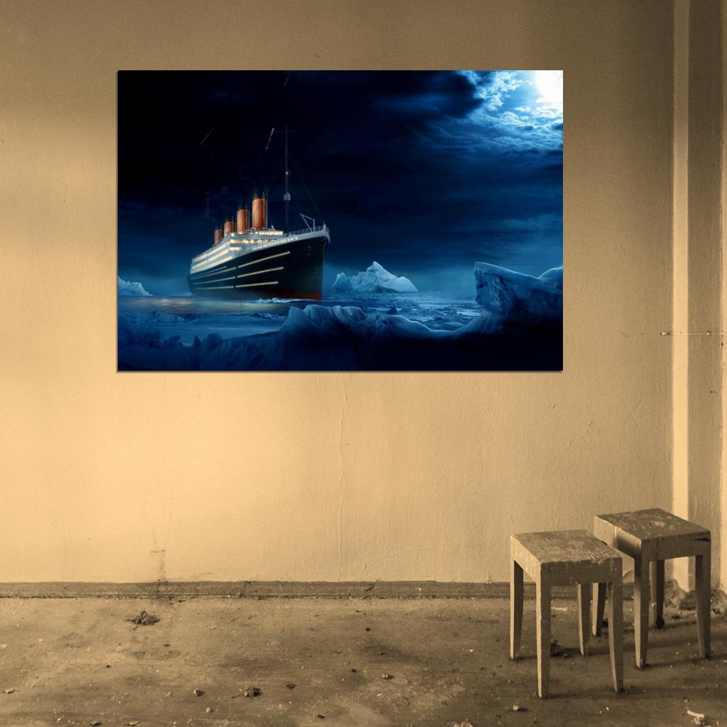 RMS Titanic Night Iceberg Amazing Painting Art Wall Art Print Poster
