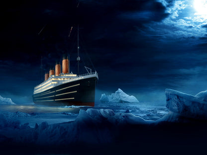 RMS Titanic Night Iceberg Amazing Painting Art Wall Art Print Poster