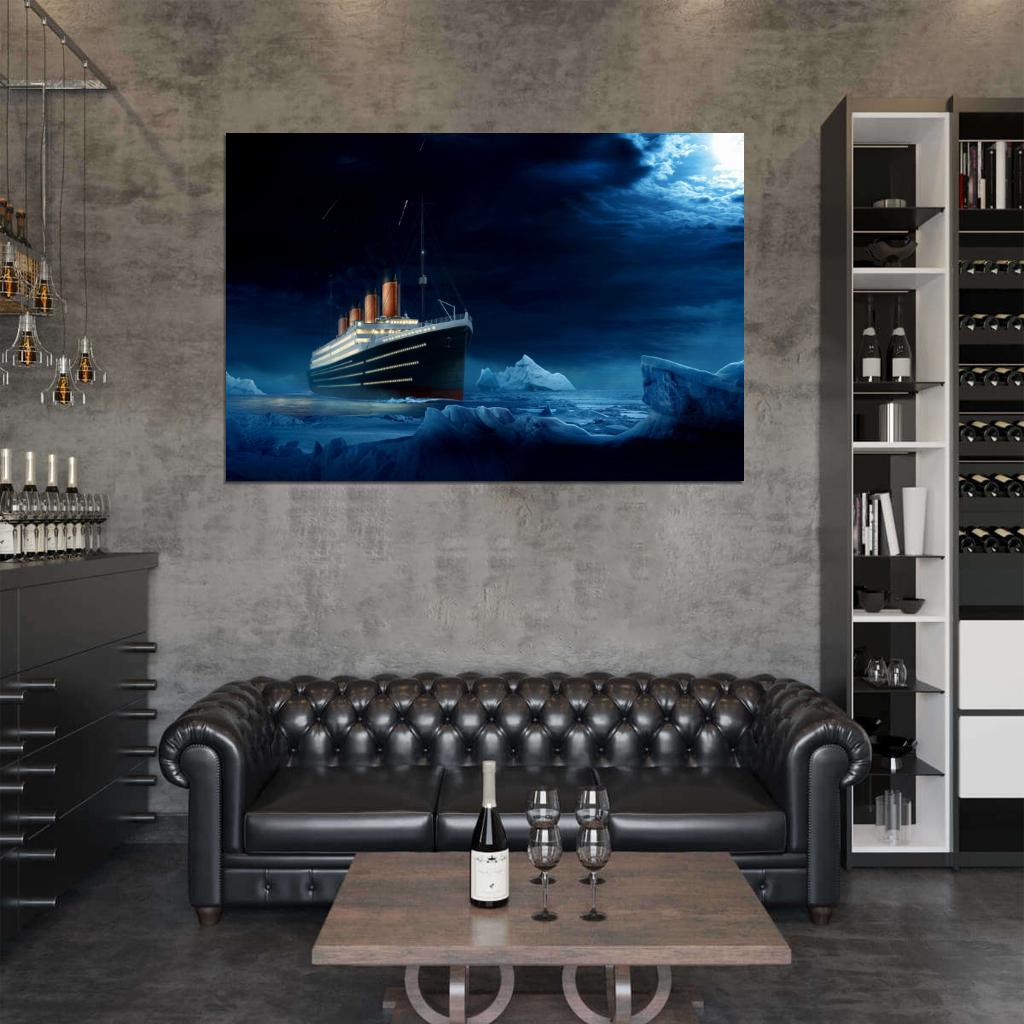 RMS Titanic Night Iceberg Amazing Painting Art Wall Art Print Poster