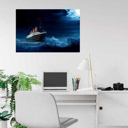 RMS Titanic Night Iceberg Amazing Painting Art Wall Art Print Poster