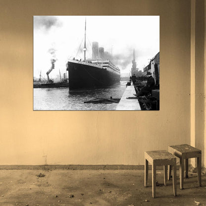 RMS Titanic Port Old Retro 1912 Original Vintage Photo BW Wall Art Print Poster