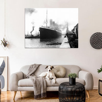 RMS Titanic Port Old Retro 1912 Original Vintage Photo BW Wall Art Print Poster