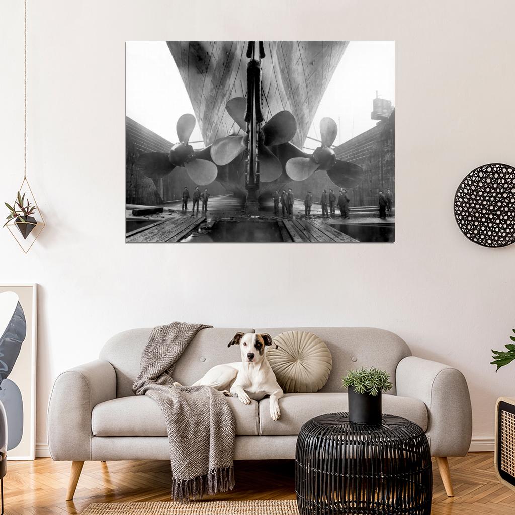 Titanic Propellers RMS Port Old Retro 1912 Original Vintage Photo BW Wall Art Print Poster