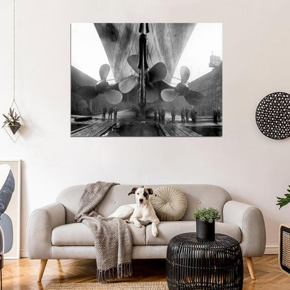 Titanic Propellers RMS Port Old Retro 1912 Original Vintage Photo BW Wall Art Print Poster