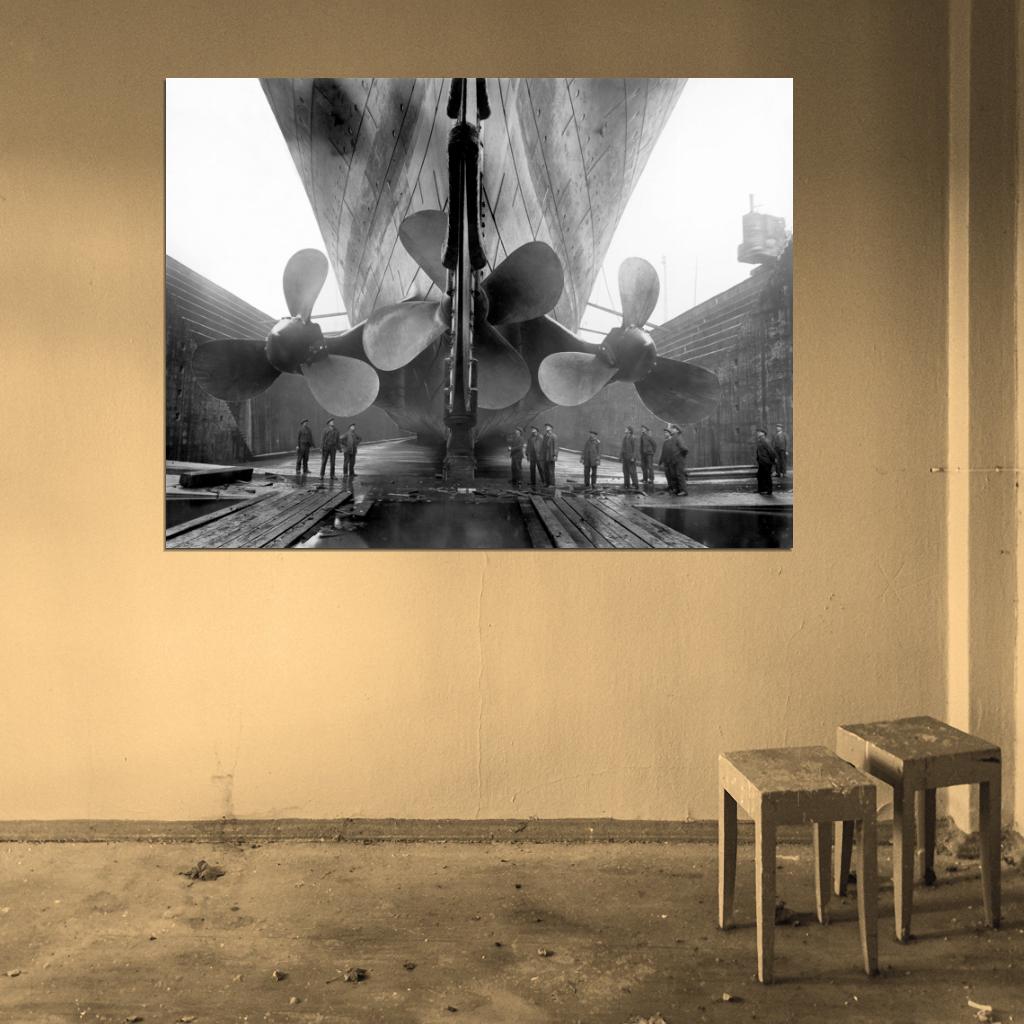 Titanic Propellers RMS Port Old Retro 1912 Original Vintage Photo BW Wall Art Print Poster