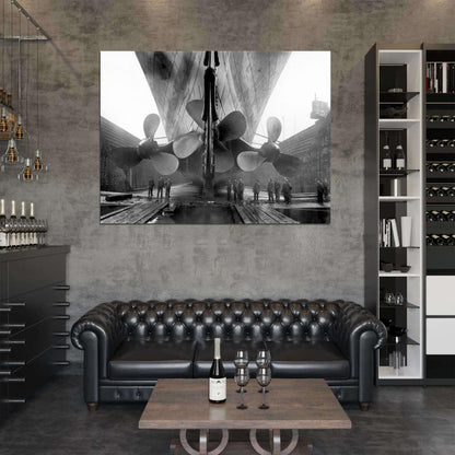 Titanic Propellers RMS Port Old Retro 1912 Original Vintage Photo BW Wall Art Print Poster