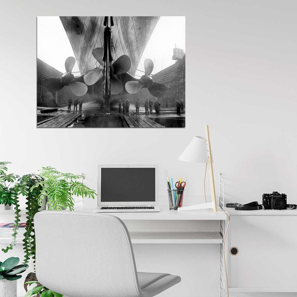 Titanic Propellers RMS Port Old Retro 1912 Original Vintage Photo BW Wall Art Print Poster
