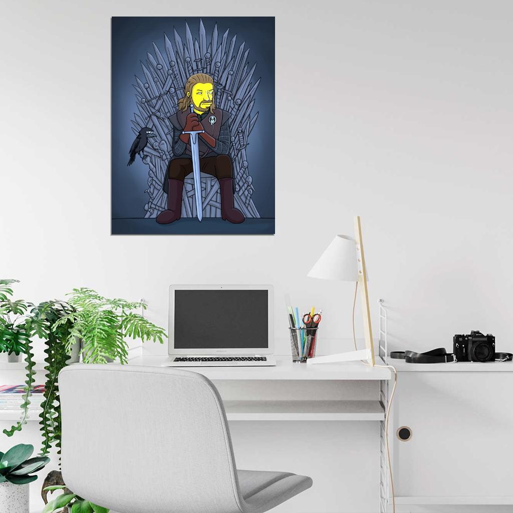Eddard Ned Stark Iron Throne Cool Funny Art Wall Art Print Poster
