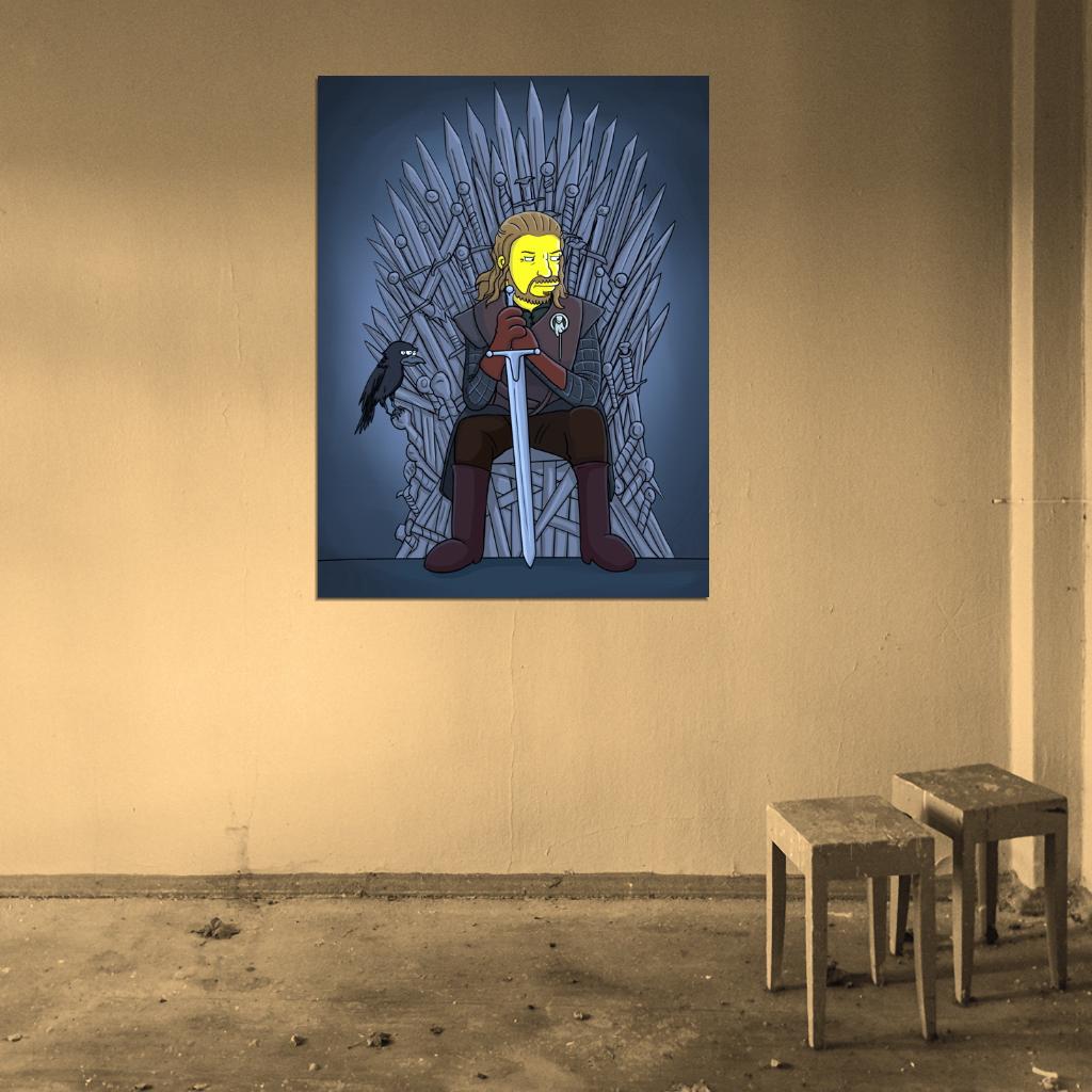 Eddard Ned Stark Iron Throne Cool Funny Art Wall Art Print Poster