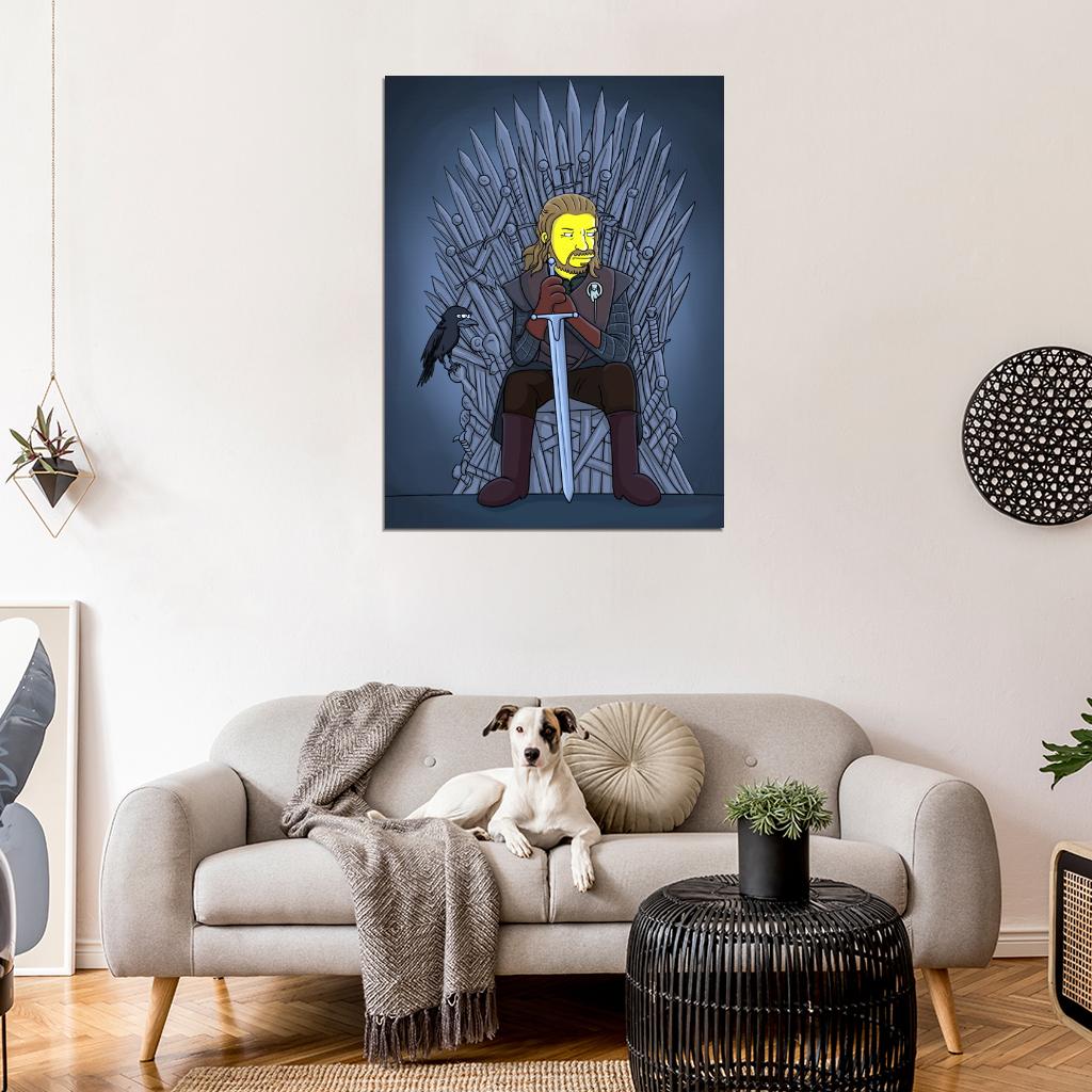 Eddard Ned Stark Iron Throne Cool Funny Art Wall Art Print Poster