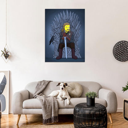 Eddard Ned Stark Iron Throne Cool Funny Art Wall Art Print Poster