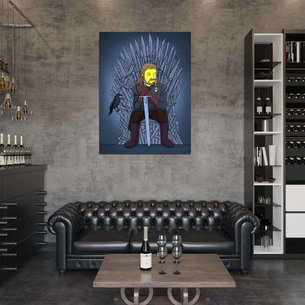 Eddard Ned Stark Iron Throne Cool Funny Art Wall Art Print Poster