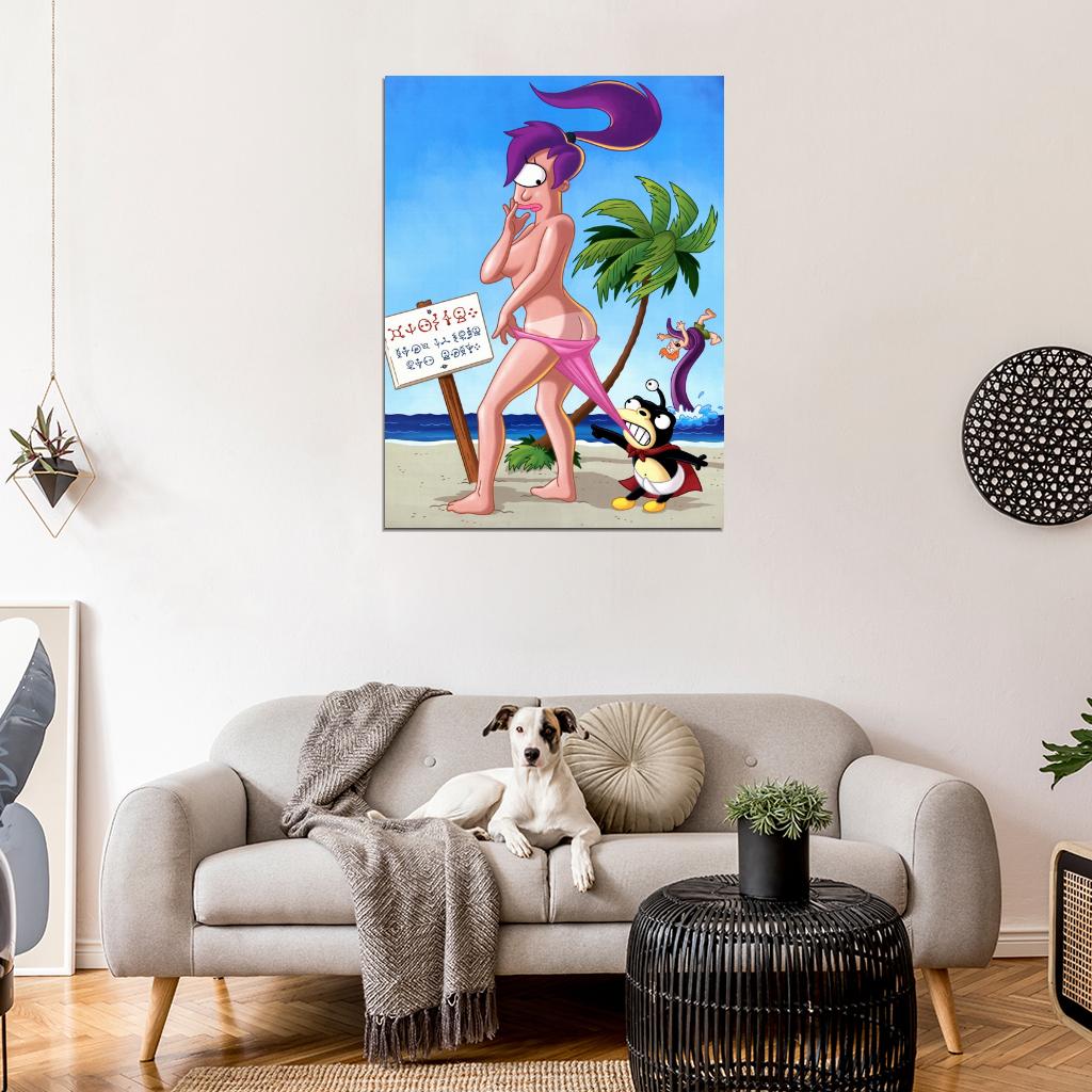 Turanga Leela Hot Naked Butt Sexy Bikini Cool Funny Futurama Art Wall Art Print Poster