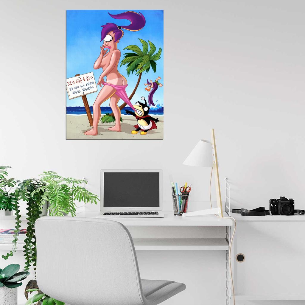 Turanga Leela Hot Naked Butt Sexy Bikini Cool Funny Futurama Art Wall Art Print Poster