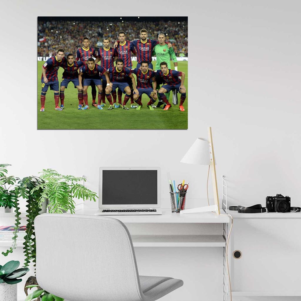 FC Squad 2014 Valdes Alves Pique Alba Hernandez Iniesta Mascherano Busquets Villa Messi Rodriguez Neymar Wall Art Print Poster
