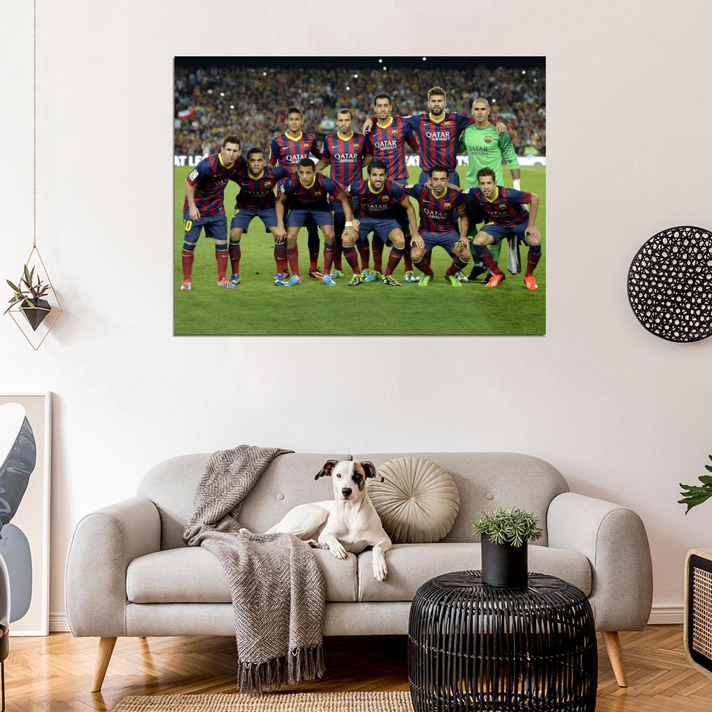 FC Squad 2014 Valdes Alves Pique Alba Hernandez Iniesta Mascherano Busquets Villa Messi Rodriguez Neymar Wall Art Print Poster